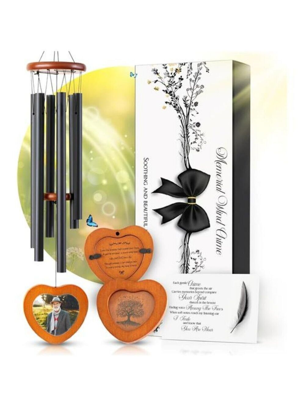 Personalized memorial wind chimes 32 inch sympathy gift outdoor decor for loss